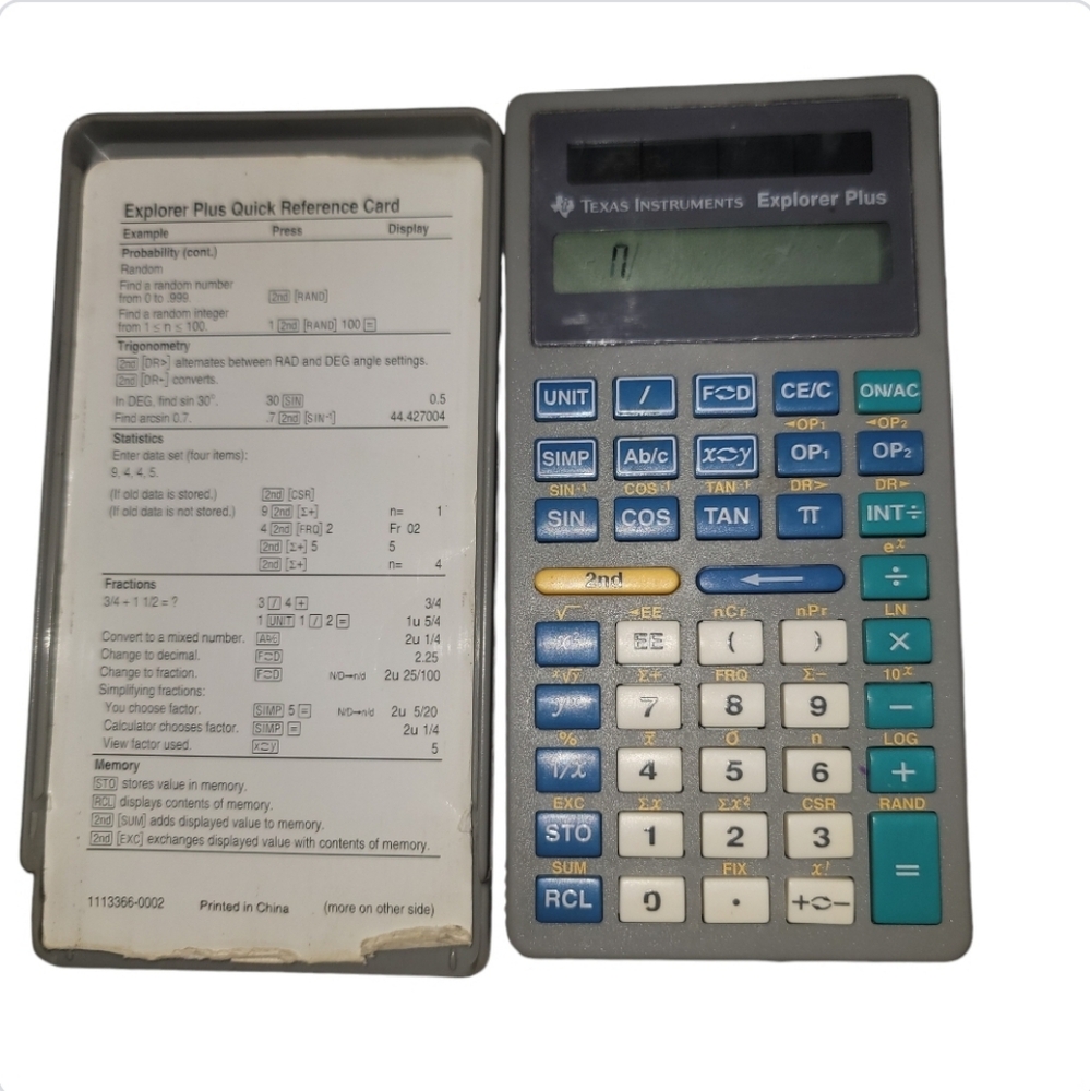Texas Instruments TI Explorer Plus Scientific Solar Powered Calculator Vntg 1995